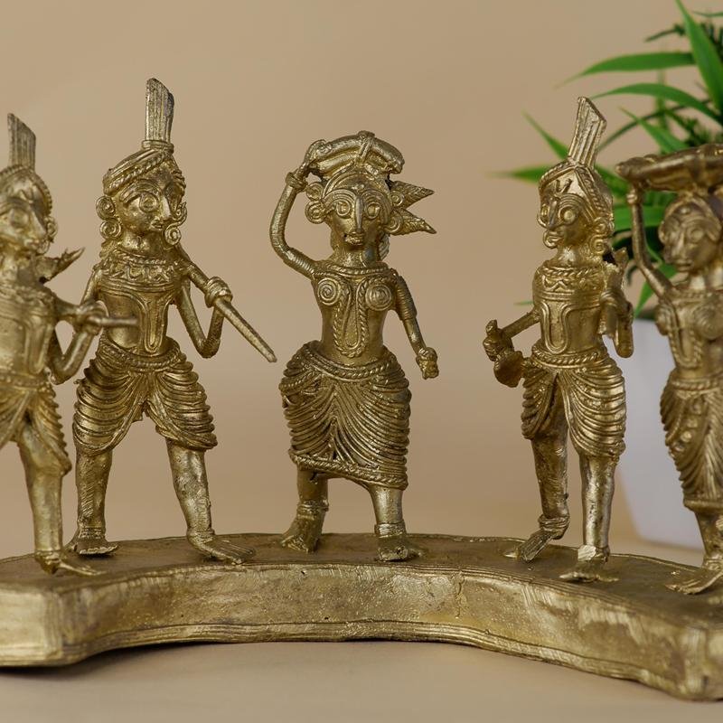 Dhokra Farmers: Large Brass Tabletop Decor