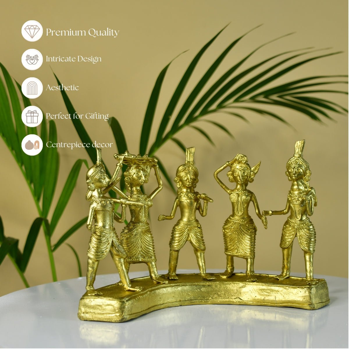 Dhokra Farmers: Large Brass Tabletop Decor