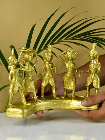 Dhokra Farmers: Large Brass Tabletop Decor