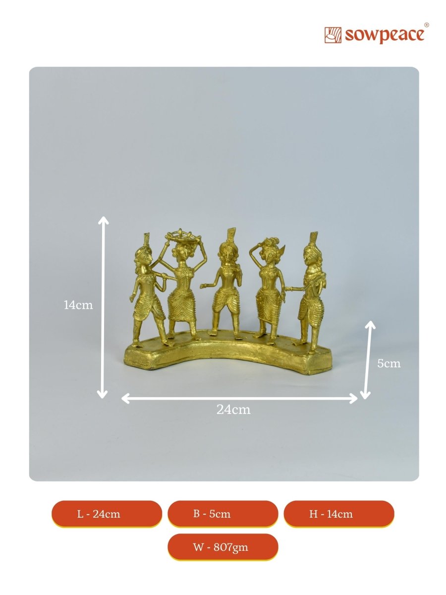 Dhokra Farmers: Large Brass Tabletop Decor