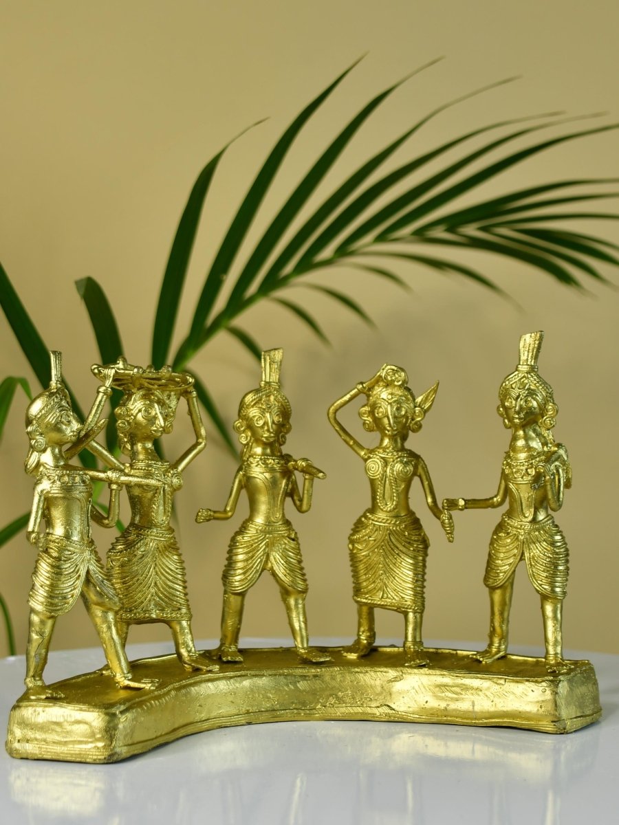 Dhokra Farmers: Large Brass Tabletop Decor - Dhokra - Sowpeace - Dhokra Farmers: Large Brass Tabletop Decor - Dok - LORSF - BR - TT - Sowpeace