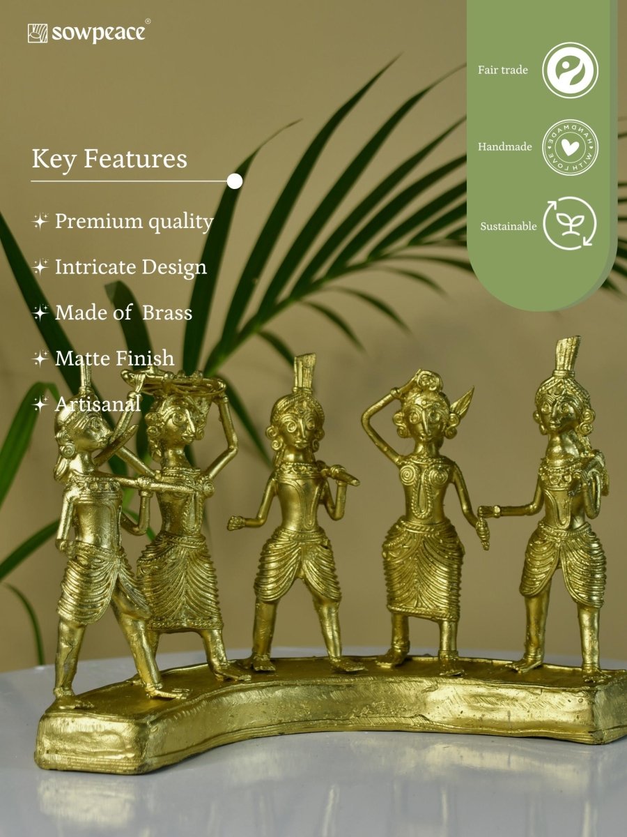 Dhokra Farmers: Large Brass Tabletop Decor