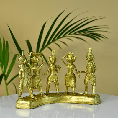 Dhokra Farmers: Large Brass Tabletop Decor