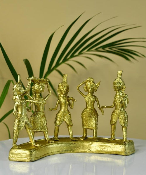Dhokra Farmers: Large Brass Tabletop Decor