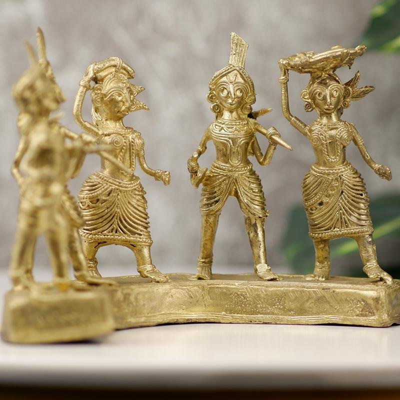 Dhokra Farmers: Large Brass Tabletop Decor