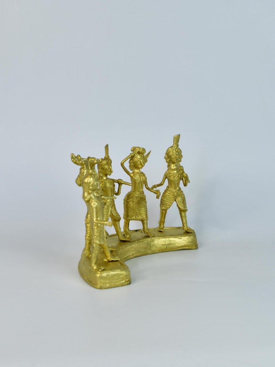 Dhokra Farmers: Large Brass Tabletop Decor