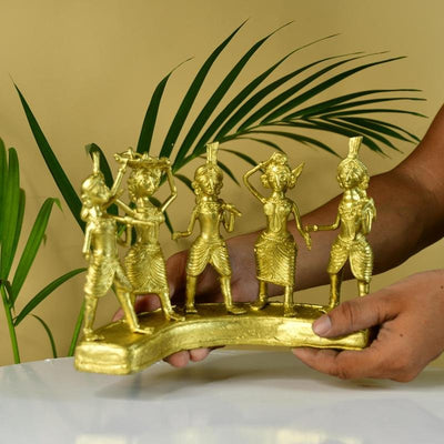 Dhokra Farmers: Large Brass Tabletop Decor