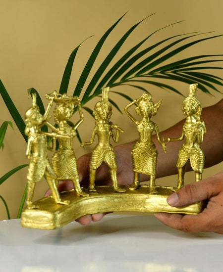 Dhokra Farmers: Large Brass Tabletop Decor