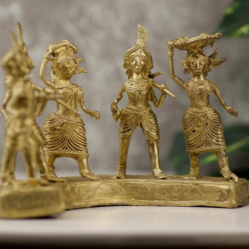 Dhokra Farmers: Large Brass Tabletop Decor