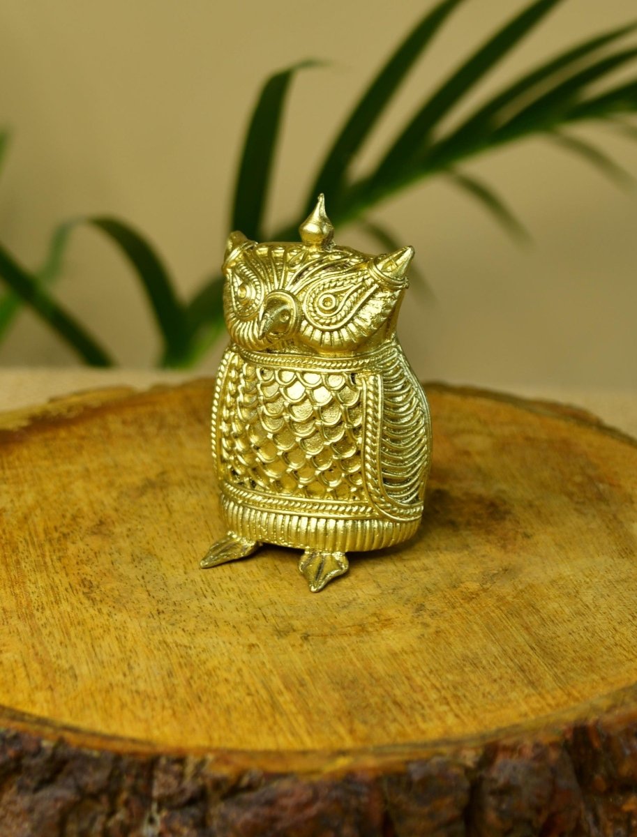 Dhokra Owl Brass Tabletop: Artisan Home Decor Masterpiece - decor - Sowpeace - Dhokra Owl Brass Tabletop: Artisan Home Decor Masterpiece - Dok - DOW - BR - TT - Sowpeace