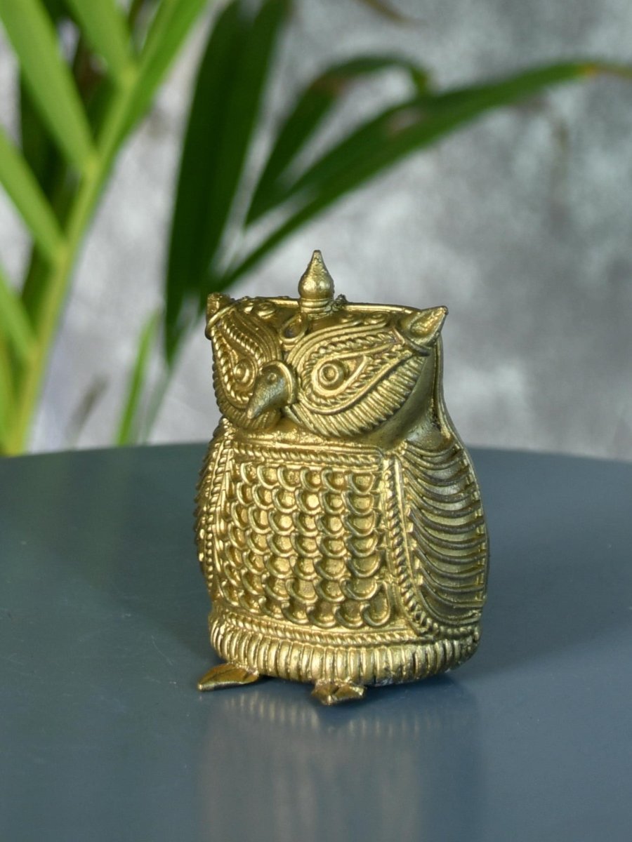 Dhokra Owl Brass Tabletop: Artisan Home Decor Masterpiece - decor - Sowpeace - Dhokra Owl Brass Tabletop: Artisan Home Decor Masterpiece - Dok - DOW - BR - TT - Sowpeace