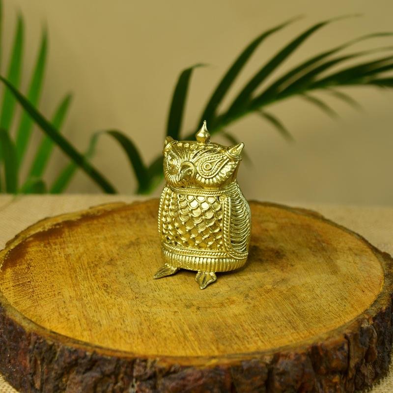 Dhokra Owl Brass Tabletop: Artisan Home Decor Masterpiece - Dhokra - Sowpeace - Dhokra - Dhokra tabletop