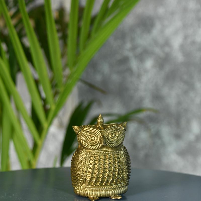 Dhokra Owl Brass Tabletop: Artisan Home Decor Masterpiece - Dhokra - Sowpeace - Dhokra - Dhokra tabletop