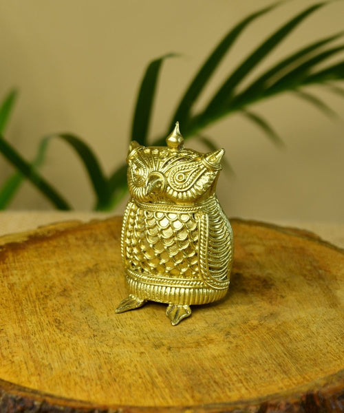 Dhokra Owl Brass Tabletop: Artisan Home Decor Masterpiece
