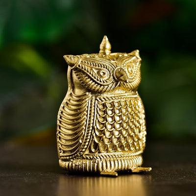 Dhokra Owl Brass Tabletop: Artisan Home Decor Masterpiece