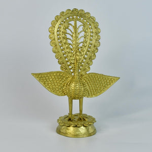 Dhokra Peacock: Artisan Brass Tabletop Elegance - Sowpeace - Dhokra Peacock: Artisan Brass Tabletop Elegance - Dok - DPEK - BR - TT - Sowpeace