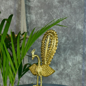 Dhokra Peacock: Artisan Brass Tabletop Elegance - Sowpeace - Dhokra Peacock: Artisan Brass Tabletop Elegance - Dok - DPEK - BR - TT - Sowpeace