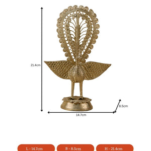 Dhokra Peacock: Artisan Brass Tabletop Elegance - Sowpeace - Dhokra Peacock: Artisan Brass Tabletop Elegance - Dok - DPEK - BR - TT - Sowpeace