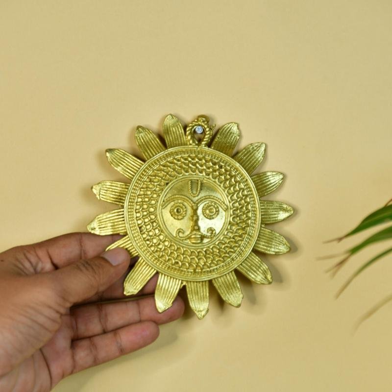 Dhokra Sunplate: Artisan Brass Tabletop Elegance for Home Decor - Dhokra - Sowpeace - Dokra - Wall decor