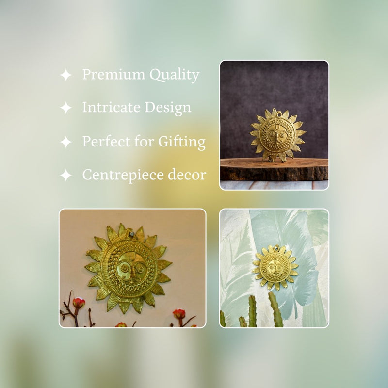 Dhokra Sunplate: Artisan Brass Tabletop Elegance for Home Decor – view 3