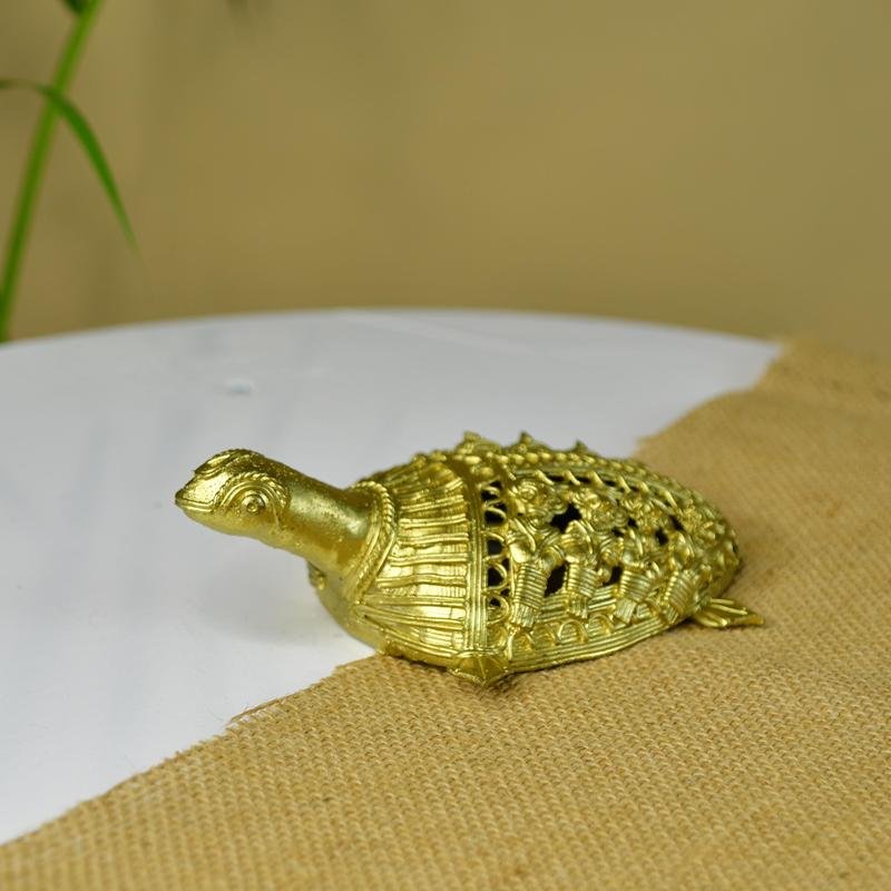 Dhokra Tortoise: Artisan Brass Home Decor - Dhokra - Sowpeace - Animal - Dokra