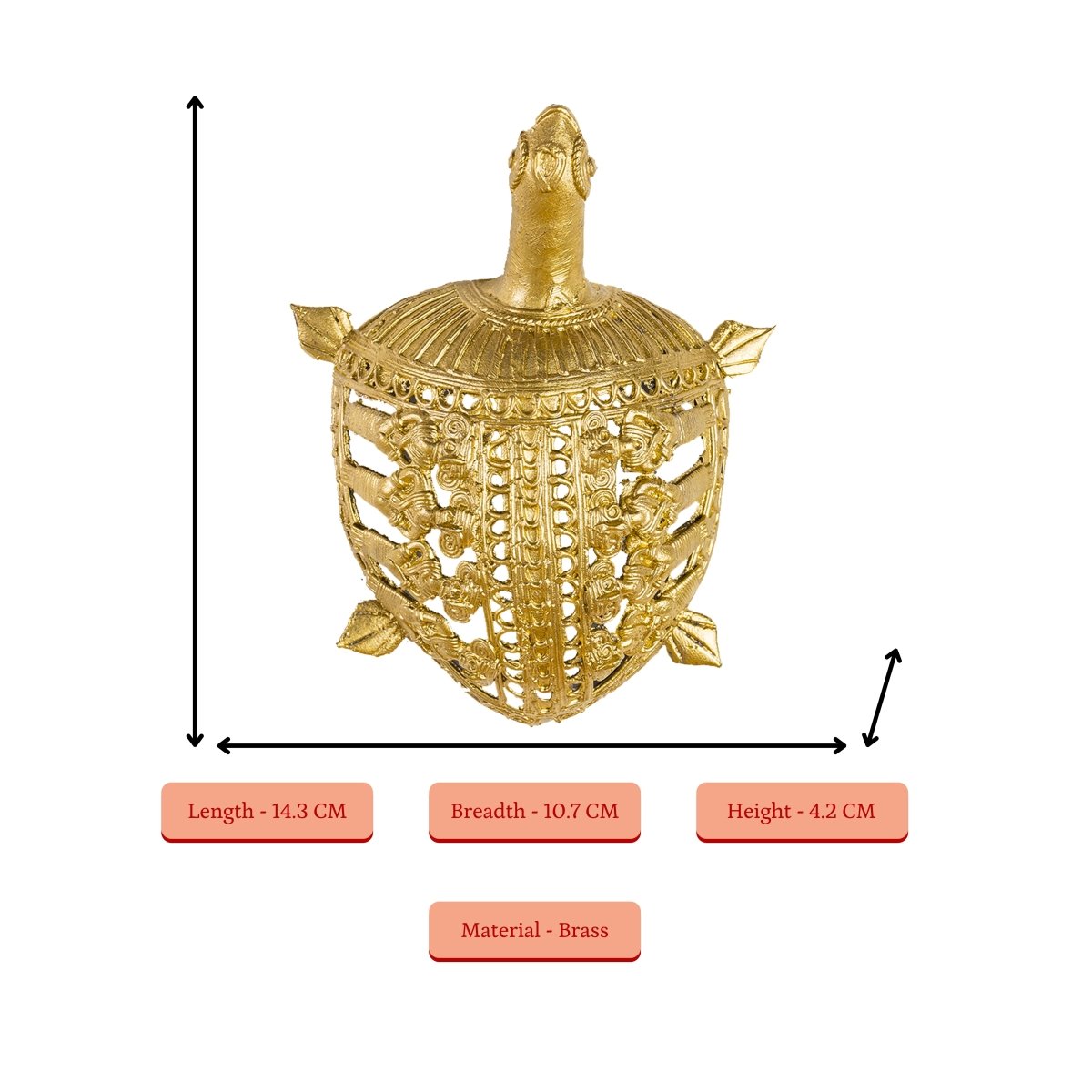 Dhokra Tortoise: Artisan Brass Home Decor - Dhokra - Sowpeace - Animal - Dokra