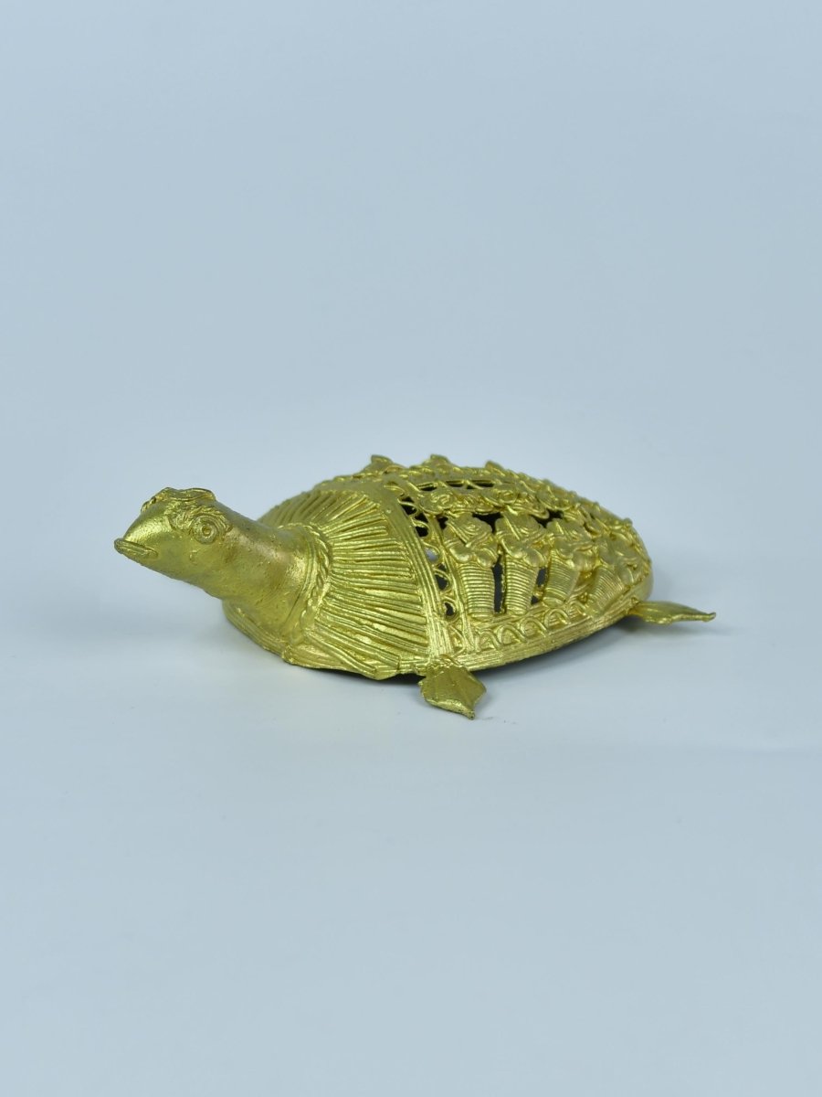 Dhokra Tortoise: Artisan Brass Home Decor - Sowpeace - Dhokra Tortoise: Artisan Brass Home Decor - Dok - DK - BR - TT - Sowpeace