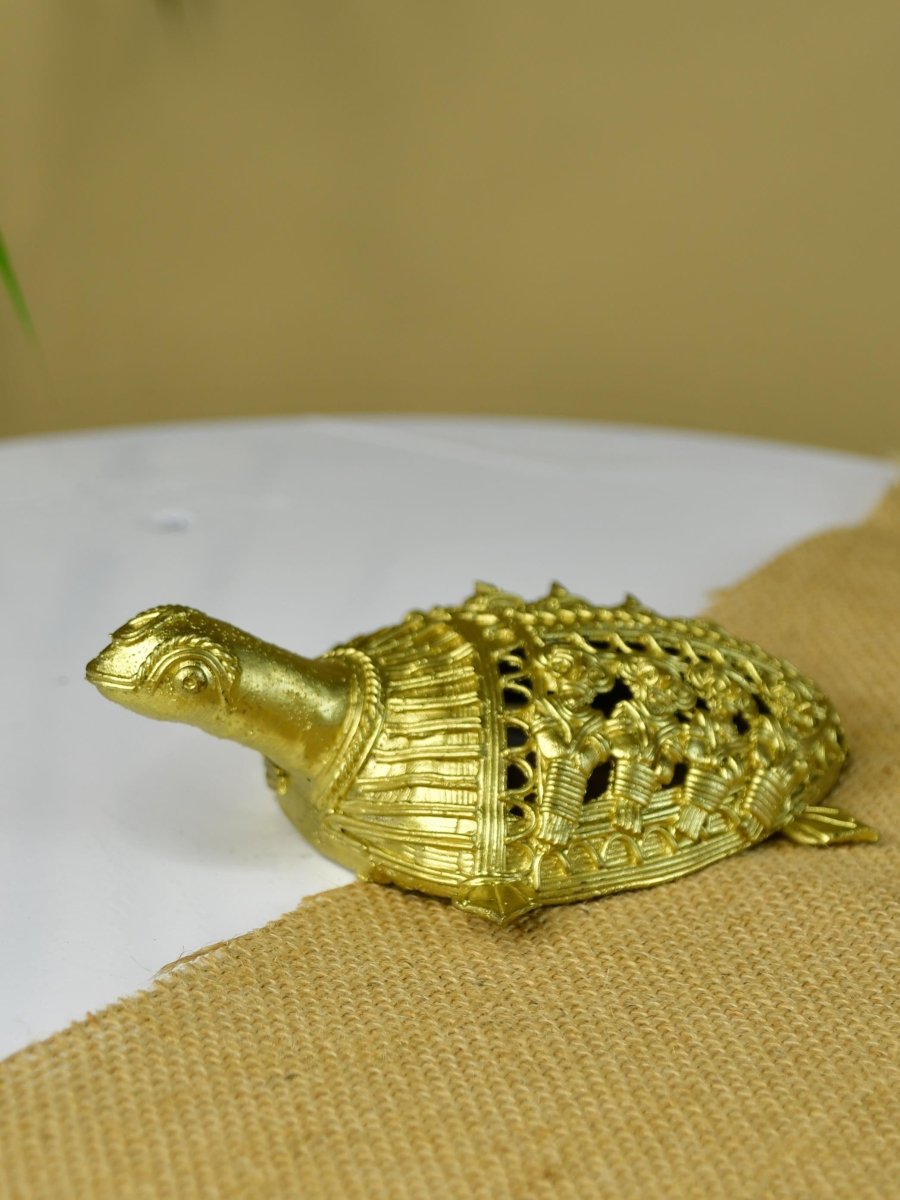 Dhokra Tortoise: Artisan Brass Home Decor - Sowpeace - Dhokra Tortoise: Artisan Brass Home Decor - Dok - DK - BR - TT - Sowpeace