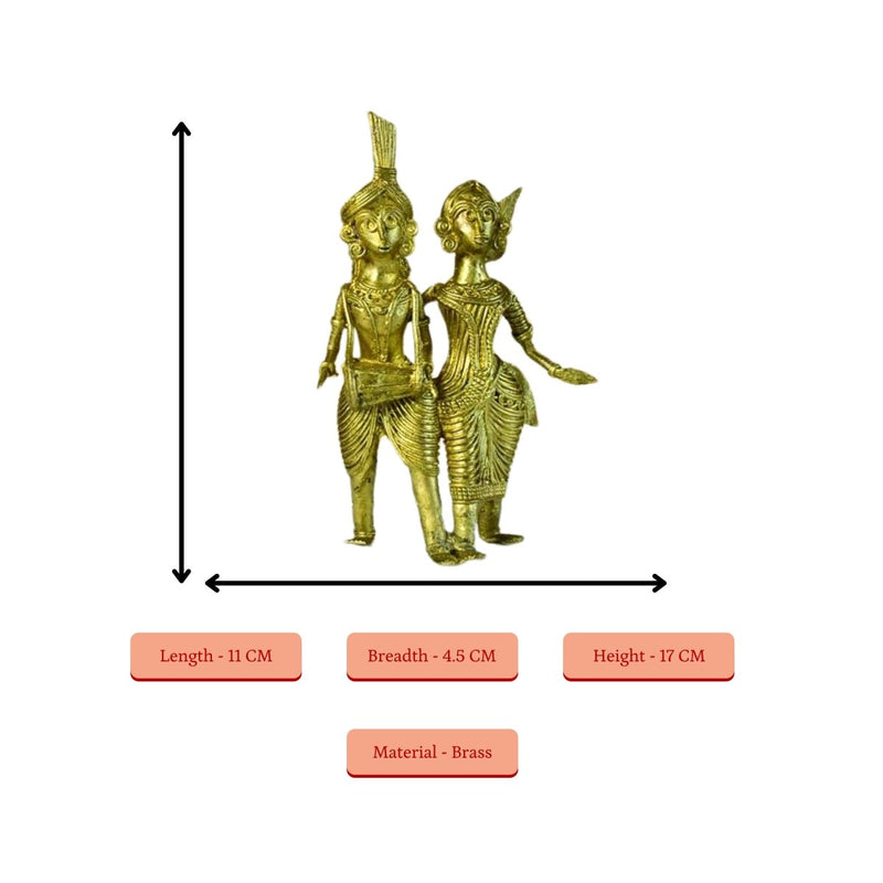 Dhokra Tribal Couple with Dhol Tabletop Decor – view 4