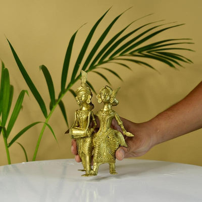 Dhokra Tribal Couple with Dhol Tabletop Decor