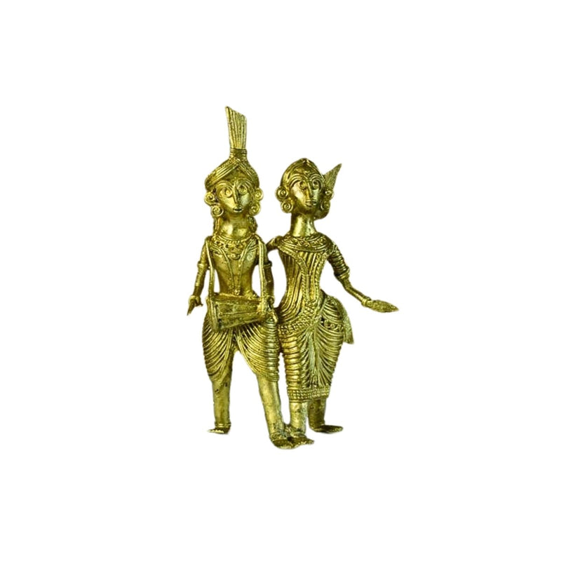 Dhokra Tribal Couple with Dhol Tabletop Decor – view 7
