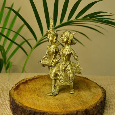 Dhokra Tribal Couple with Dhol Tabletop Decor