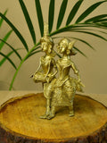 Dhokra Tribal Couple with Dhol Tabletop Decor - Dhokra - Sowpeace - Dhokra Tribal Couple with Dhol Tabletop Decor - Dok - LTCDH - BR - TT - Sowpeace