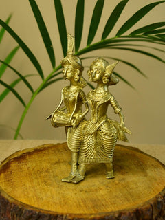 Dhokra Tribal Couple with Dhol Tabletop Decor