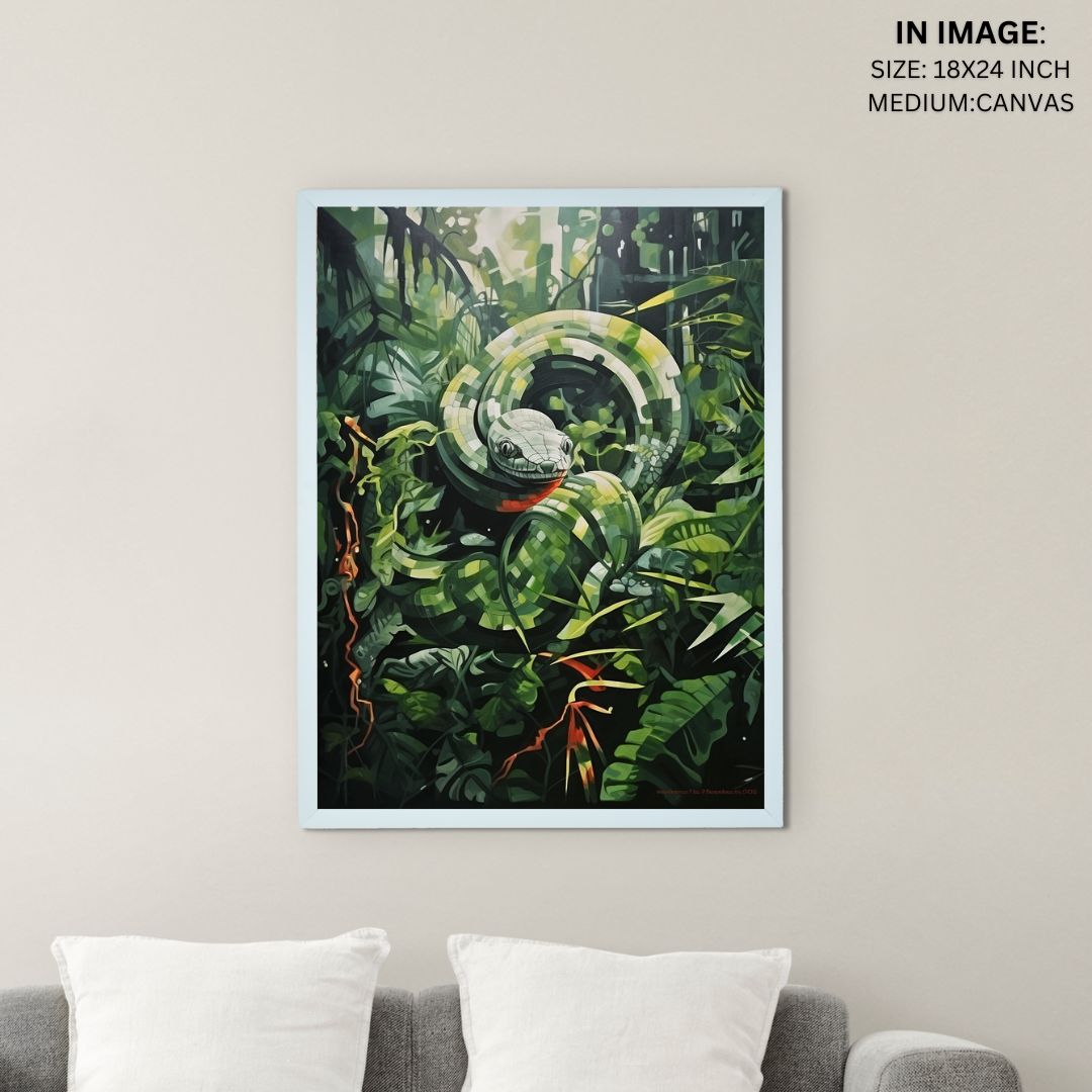 Sowpeace Harmony: Find Your Handcrafted Abstract Snake – Premium Indian-Inspired Canvas Art for Contemporary Home Decoration