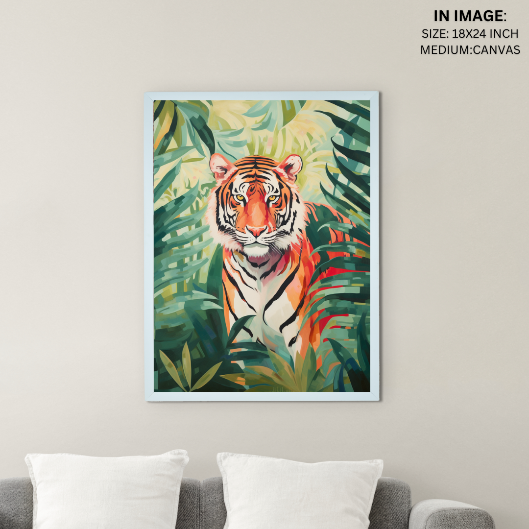 Sowpeace Harmony: Find Your Handcrafted Abstract Tiger – Premium Indian-Inspired Canvas Art for Stylish Home Interiors