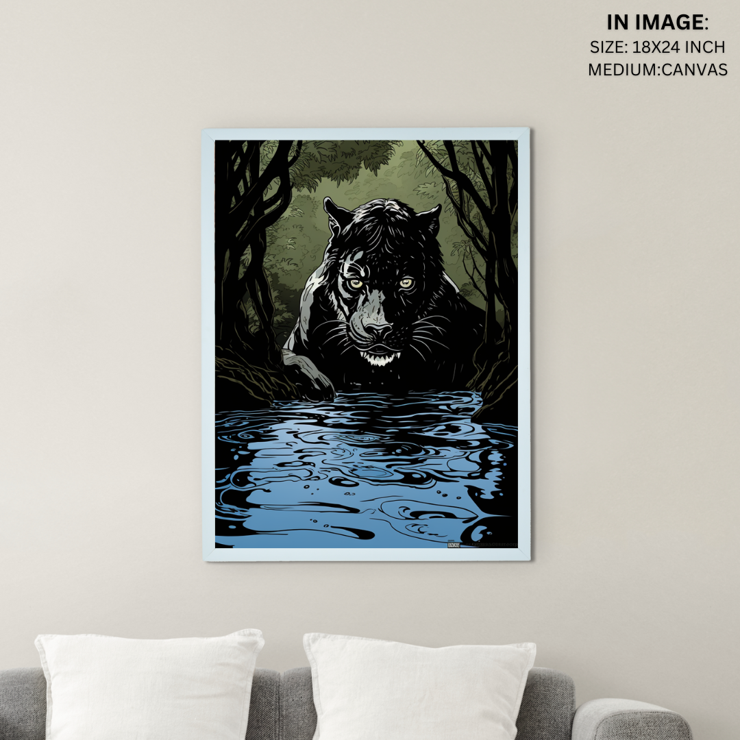 Sowpeace Harmony: Find Your Handcrafted Abstract Black Panther – Premium Indian-Inspired Canvas Art for Stylish and Elegant Interiors