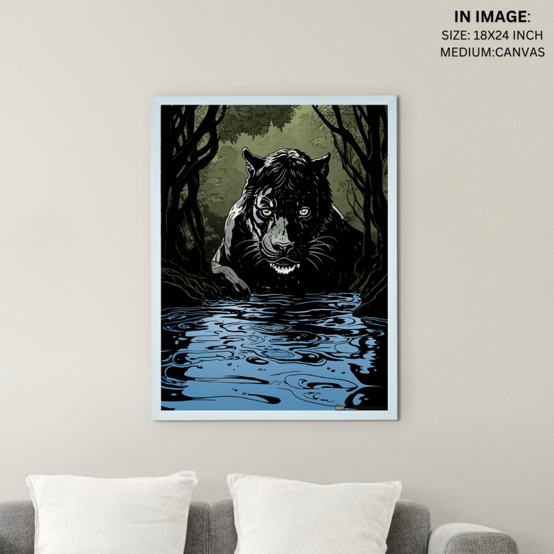 Sowpeace Harmony: Find Your Handcrafted Abstract Black Panther – Premium Indian-Inspired Canvas Art for Stylish and Elegant Interiors – view 5