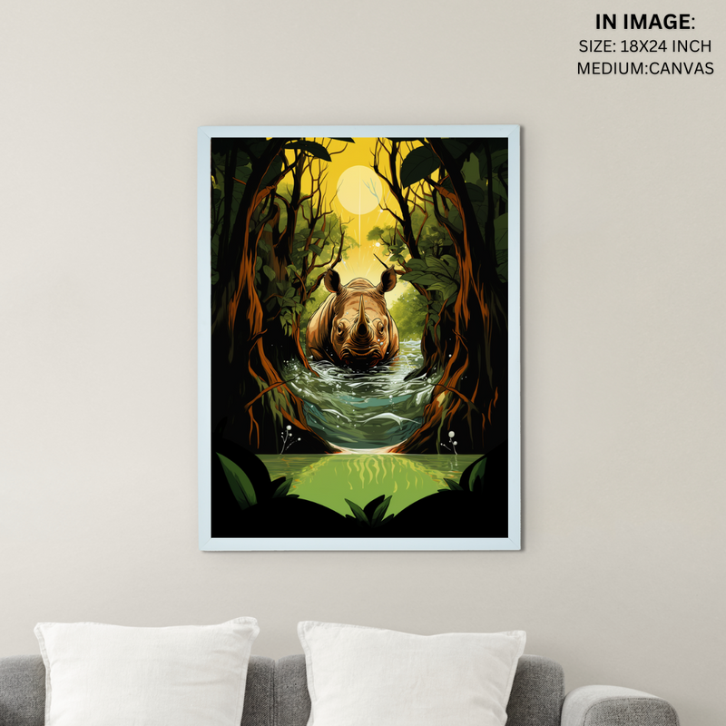 Sowpeace Harmony: Find Your Handcrafted Abstract Rhino – Premium Indian-Inspired Canvas Art for Elegant Home Interiors – view 5