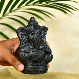 Divine Blessing: Unique Black Terracotta Ganesh Home Decor - decor - Sowpeace - Divine Blessing: Unique Black Terracotta Ganesh Home Decor - Terr - bter - TT - GGB - Sowpeace