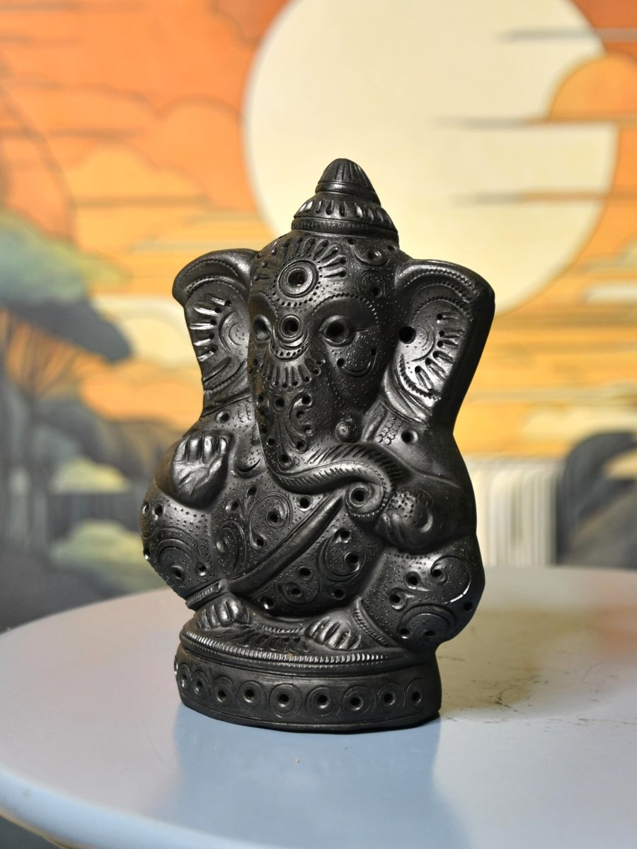 Divine Blessing: Unique Black Terracotta Ganesh Home Decor - decor - Sowpeace - Divine Blessing: Unique Black Terracotta Ganesh Home Decor - Terr - bter - TT - GGB - Sowpeace