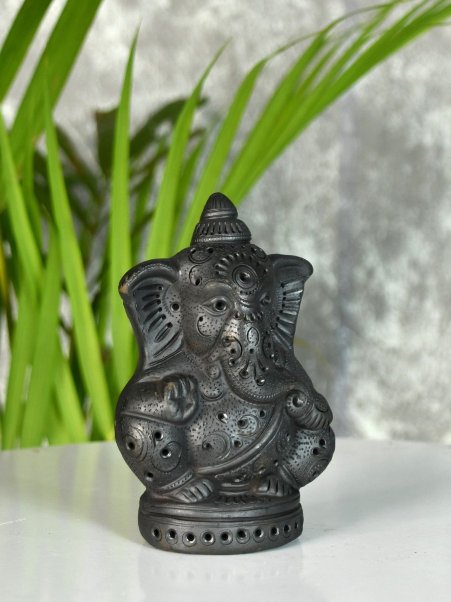 Divine Blessing: Unique Black Terracotta Ganesh Home Decor - decor - Sowpeace - Divine Blessing: Unique Black Terracotta Ganesh Home Decor - Terr - bter - TT - GGB - Sowpeace