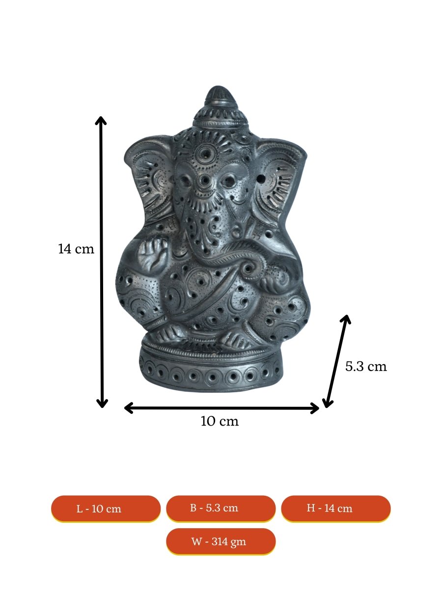 Divine Blessing: Unique Black Terracotta Ganesh Home Decor - decor - Sowpeace - Divine Blessing: Unique Black Terracotta Ganesh Home Decor - Terr - bter - TT - GGB - Sowpeace