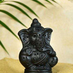 Divine Blessing: Unique Black Terracotta Ganesh Home Decor - decor - Sowpeace - Divine Blessing: Unique Black Terracotta Ganesh Home Decor - Terr - bter - TT - GGB - Sowpeace