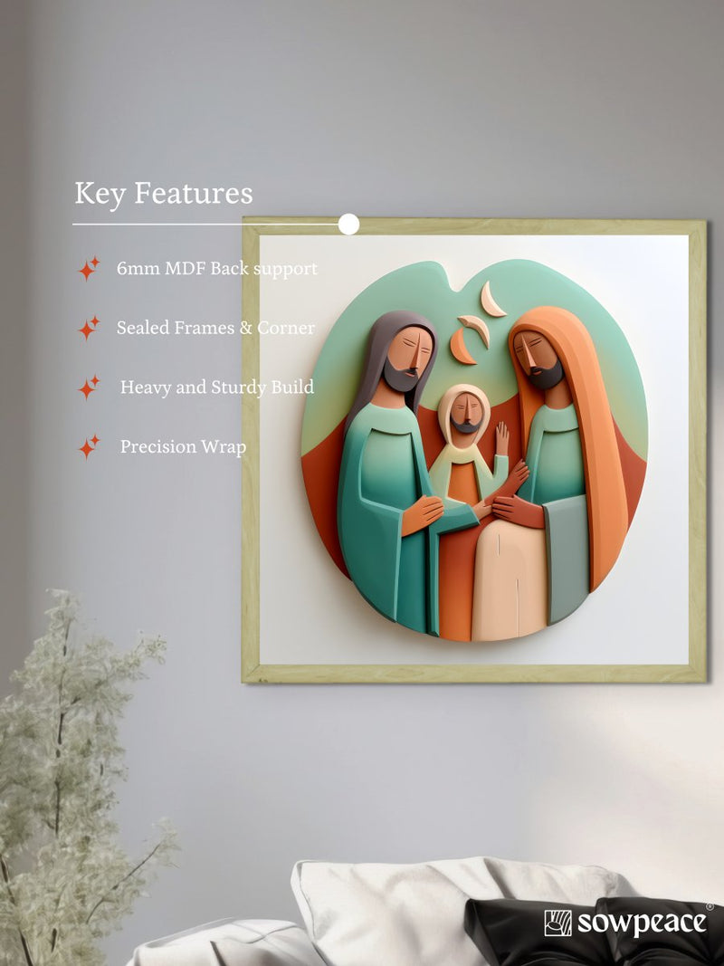Divine Harmony: Sowpeace Abstract Jesus Family Canvas – Premium Indian-Inspired Wall Art for Elegant and Faithful Home Decoration – view 6