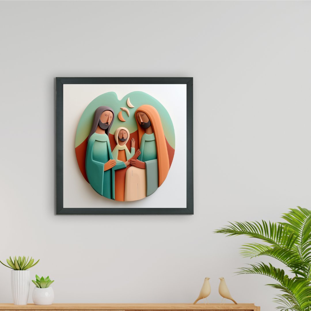 Divine Harmony: Sowpeace Abstract Jesus Family Canvas – Premium Indian - Inspired Wall Art for Elegant and Faithful Home Decoration - Wall painting - Chitran by sowpeace - Divine Harmony: Sowpeace Abstract Jesus Family Canvas – Premium Indian - Inspired Wall Art for Elegant and Faithful Home Decoration - CH - WRT - JFA - Sowpeace