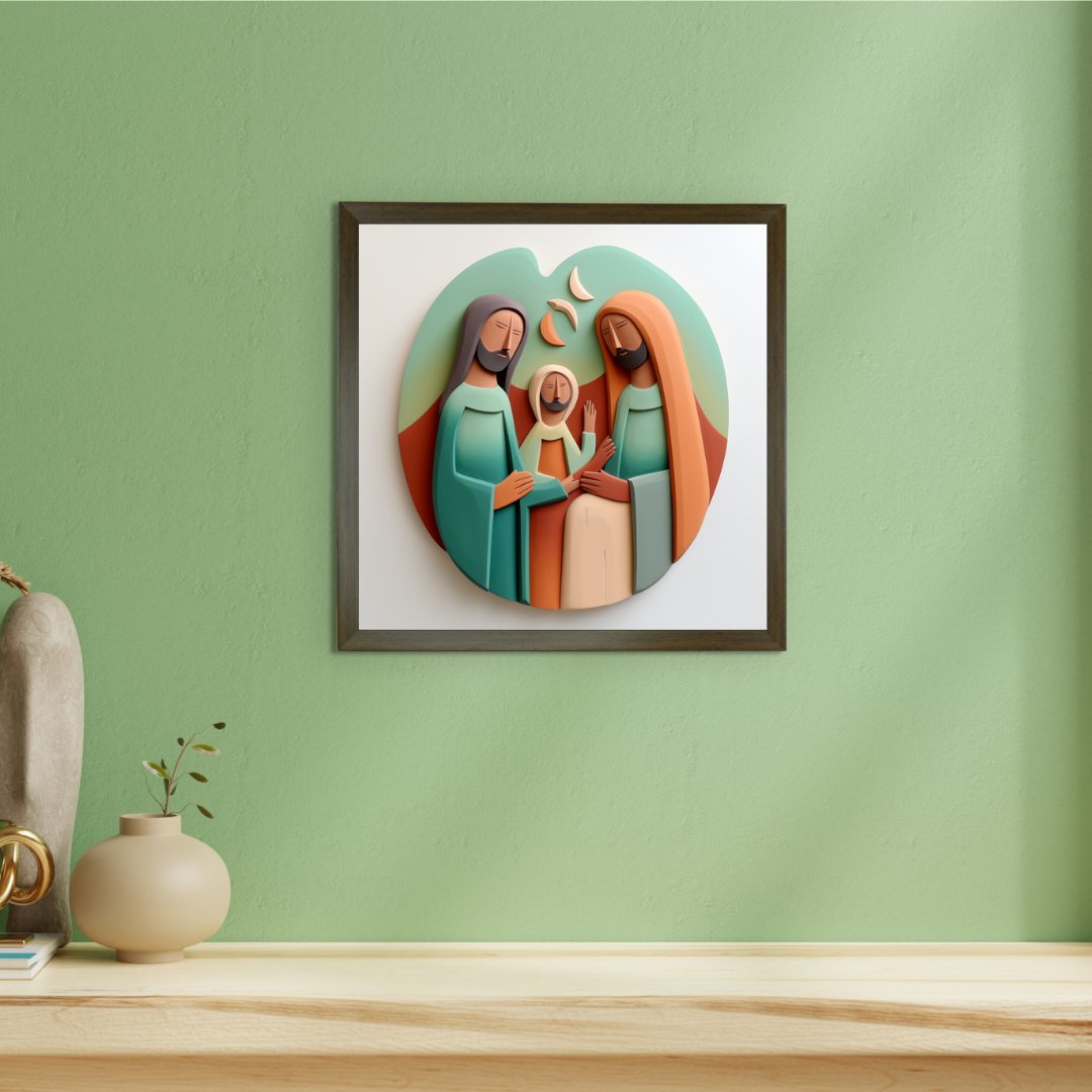 Divine Harmony: Sowpeace Abstract Jesus Family Canvas – Premium Indian-Inspired Wall Art for Elegant and Faithful Home Decoration