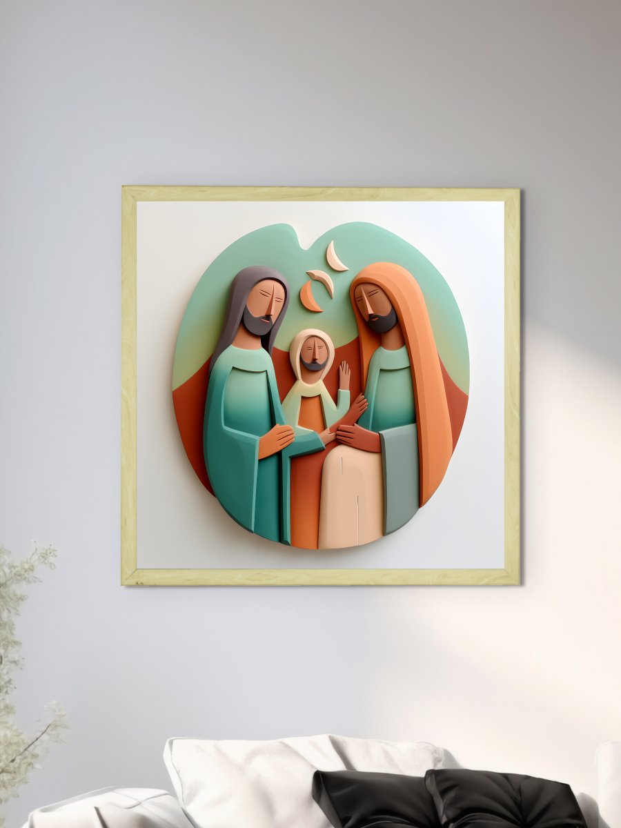 Divine Harmony: Sowpeace Abstract Jesus Family Canvas – Premium Indian-Inspired Wall Art for Elegant and Faithful Home Decoration