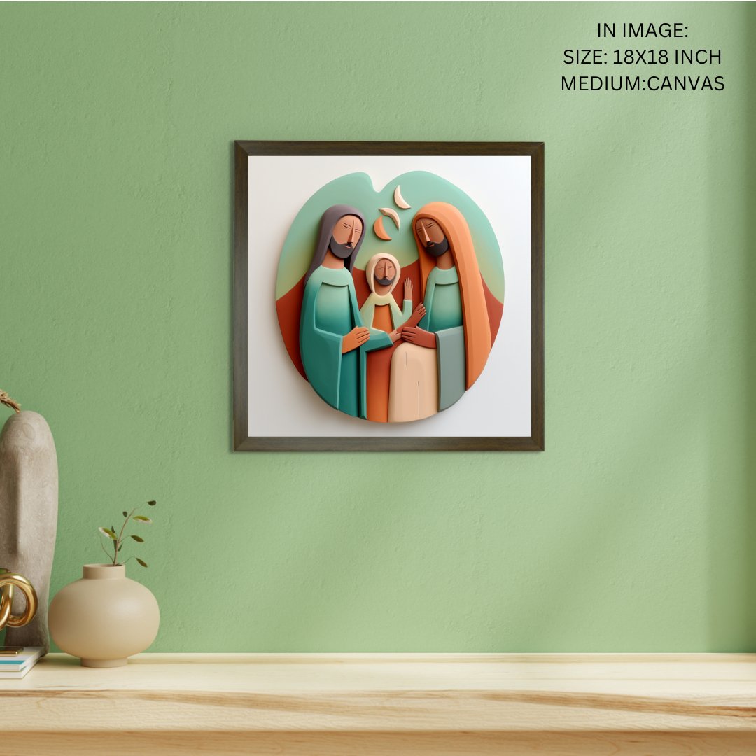 Divine Harmony: Sowpeace Abstract Jesus Family Canvas – Premium Indian-Inspired Wall Art for Elegant and Faithful Home Decoration