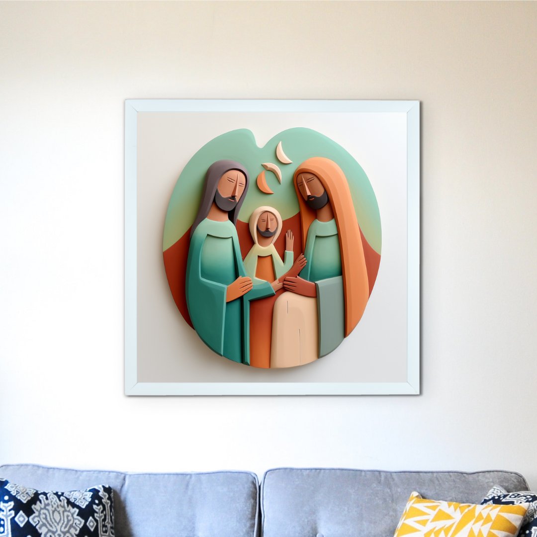 Divine Harmony: Sowpeace Abstract Jesus Family Canvas – Premium Indian - Inspired Wall Art for Elegant and Faithful Home Decoration - Wall painting - Chitran by sowpeace - Divine Harmony: Sowpeace Abstract Jesus Family Canvas – Premium Indian - Inspired Wall Art for Elegant and Faithful Home Decoration - CH - WRT - JFA - Sowpeace